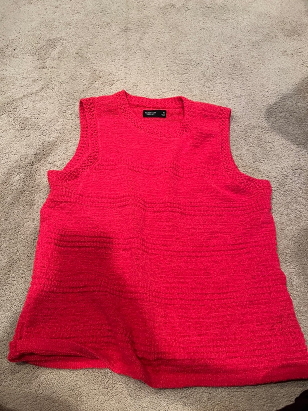 Simply Vera Vera Wang Hot Pink Open-Knit Sweater Top